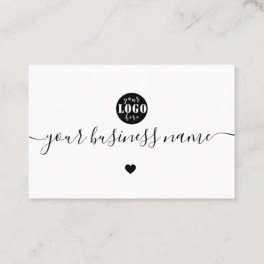 Modernes, schwarz-weißes Logo bedanken Sie sich Visitenkarte (Rückseite)