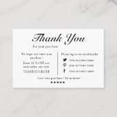 Modernes, schwarz-weißes Logo bedanken Sie sich Visitenkarte (Vorderseite)