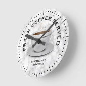 Modernes Schwarz-weißes Marmorcoffee Theme Küche   Runde Wanduhr (Winkel)