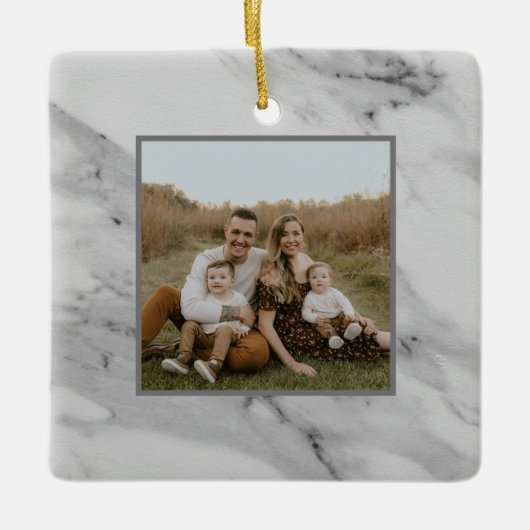 Modernes Schwarz-weißes Marmormuster Keramikornament (Vorderseite)