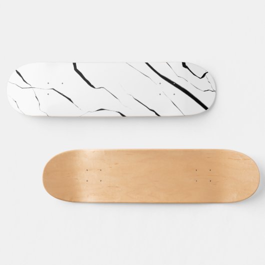 Modernes Schwarz-weißes Marmormuster Skateboard (Horizontal)