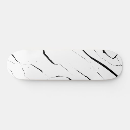 Modernes Schwarz-weißes Marmormuster Skateboard (Horizontal)