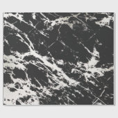 Modernes, Schwarz-weißes Marmorsteinmuster Geschenkpapier (Flach)