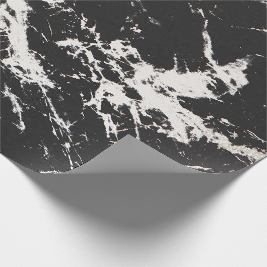 Modernes, Schwarz-weißes Marmorsteinmuster Geschenkpapier (Ecke)
