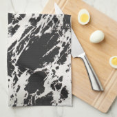 Modernes, Schwarz-weißes Marmorsteinmuster Geschirrtuch (Viertel Falte)