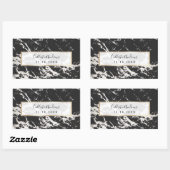 Modernes, Schwarz-weißes Marmorsteinmuster Rechteckiger Aufkleber (Blatt)