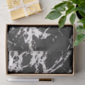 Modernes, Schwarz-weißes Marmorsteinmuster Seidenpapier (Geschenk)