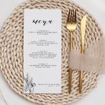 Modernes Schwarz-weißes Minimalistisches Hochzeitm Menükarte<br><div class="desc">Modernes,  Schwarz-weißes Minimalistisches Wedding Monogram Menu. Monogramm hinten.</div>