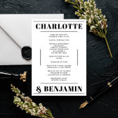 Modernes Schwarz-weißes Minimalistisches Hochzeits Einladung