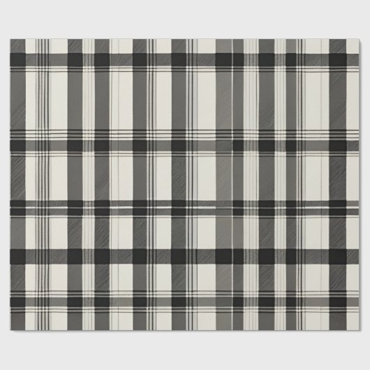 Modernes Schwarz-weißes Monochromie-Kariert Geschenkpapier (Flach)