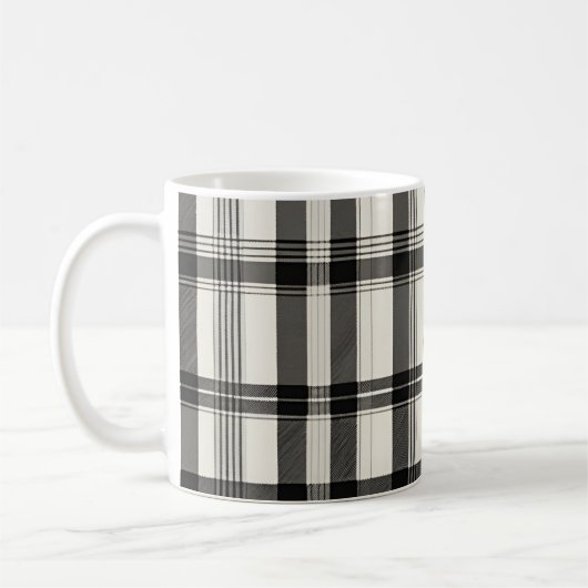 Modernes Schwarz-weißes Monochromie-Kariert Kaffeetasse (Links)