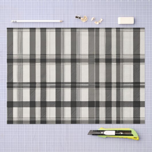 Modernes Schwarz-weißes Monochromie-Kariert Seidenpapier (Handwerk)