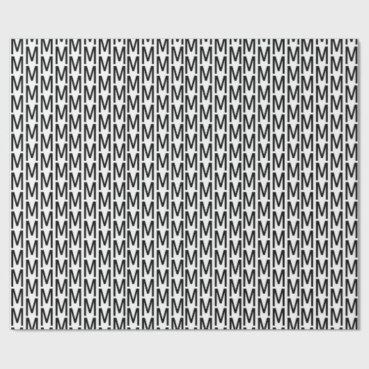 Modernes, Schwarz-weißes Monogramm-Initial-Chic Geschenkpapier (Flach)