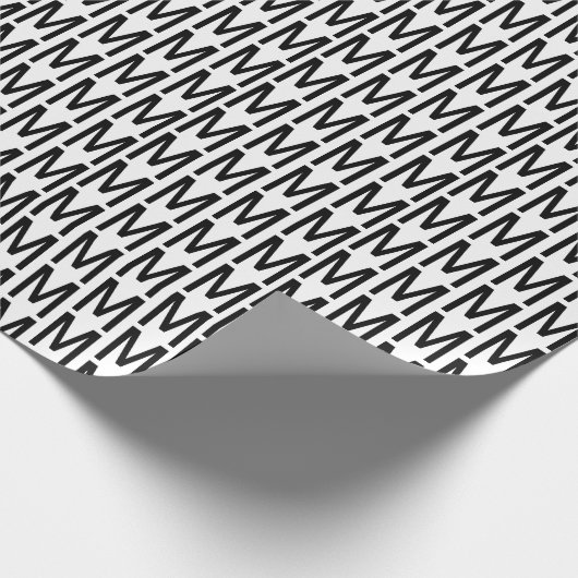 Modernes, Schwarz-weißes Monogramm-Initial-Chic Geschenkpapier (Ecke)
