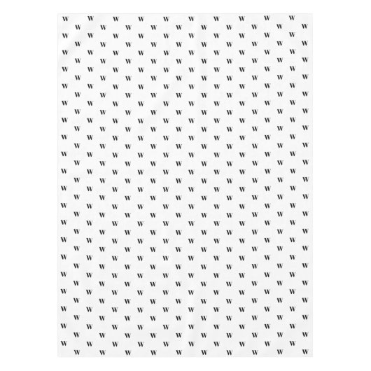 Modernes, Schwarz-weißes Monogramm-Initial-Chic Tischdecke (Vorderseite)