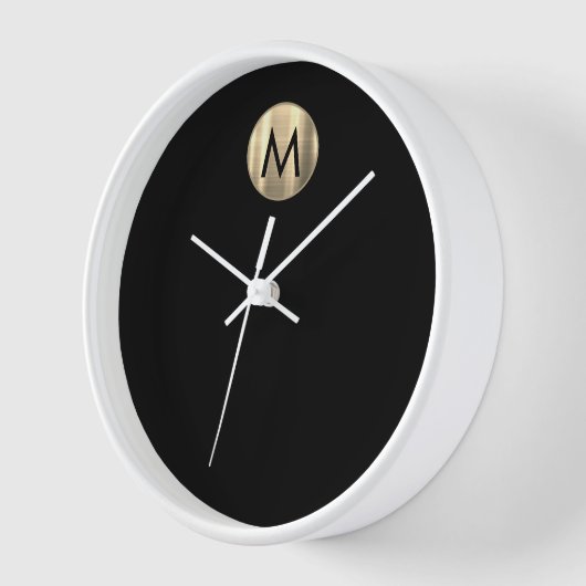 Modernes Schwarz-weißes Monogramm Uhr (Winkel)