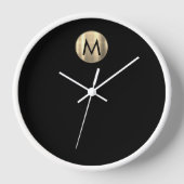 Modernes Schwarz-weißes Monogramm Uhr (Vorderseite)