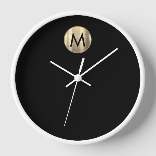 Modernes Schwarz-weißes Monogramm Uhr (Vorderseite)