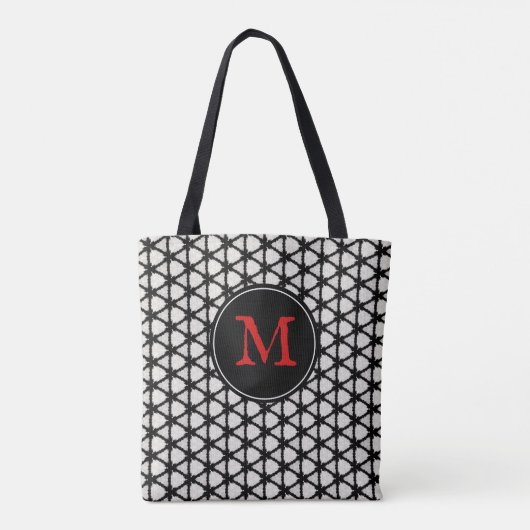 Modernes, Schwarz-weißes Muster - elegantes Monogr Tasche (Rückseite)