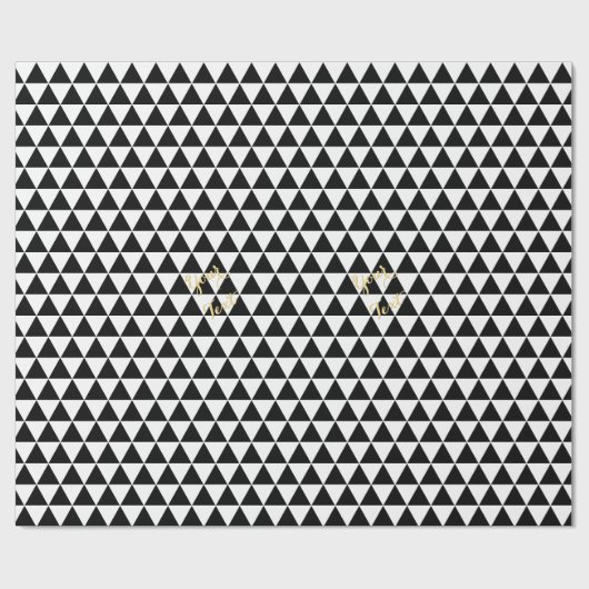 Modernes Schwarz-weißes Muster Gold Text Geburtsta Geschenkpapier (Flach)