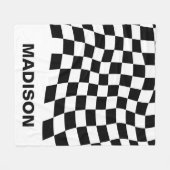 Modernes, Schwarz-weißes Muster-Monogramm Fleecedecke (Vorderseite (Horizontal))