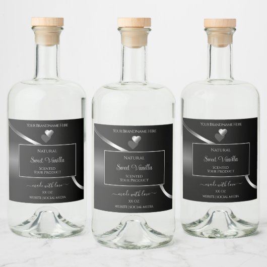 Modernes, schwarz-weißes, Niedliches Herz-Label Alkoholflaschenetikett (Flaschen)