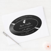 Modernes, schwarz-weißes, Niedliches Herz-Label Ovaler Aufkleber (Umschlag)