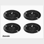 Modernes, schwarz-weißes, Niedliches Herz-Label Ovaler Aufkleber (Blatt)