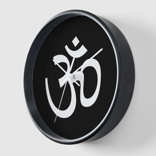 Modernes Schwarz-weißes Om-Om-Symbol Hinduismus-Sy Uhr (Winkel)
