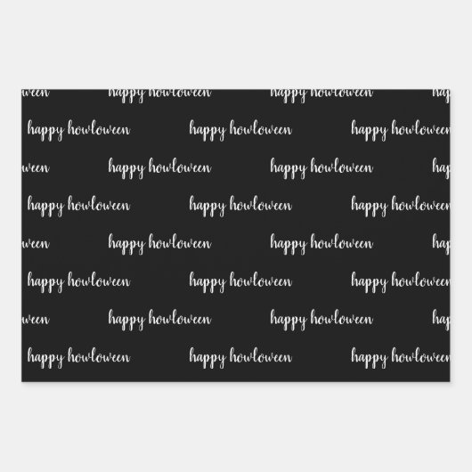 Modernes Schwarz-weißes Orange Dog Halloween Geschenkpapier Set (Vorderseite 2)