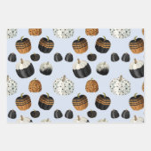 Modernes Schwarz-weißes Orange Pumpkin Pattern Geschenkpapier Set (Vorderseite)