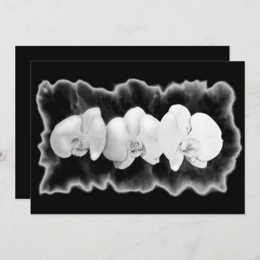 Modernes Schwarz-weißes Orchid-Gemälde Einladung (Vorne/Hinten)