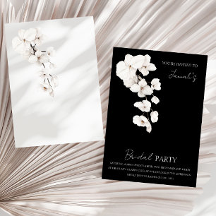 Modernes Schwarz-weißes Orchideen-Brautparty Einladung