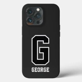 Modernes Schwarz-weißes Personalisiertes Monogramm Case-Mate iPhone Hülle