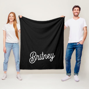 Modernes Schwarz-weißes Personalisiertes Monogramm Fleecedecke