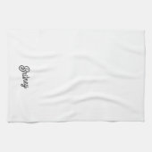 Modernes Schwarz-weißes Personalisiertes Monogramm Geschirrtuch (Horizontal)