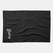 Modernes Schwarz-weißes Personalisiertes Monogramm Geschirrtuch (Horizontal)