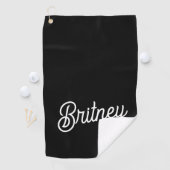 Modernes Schwarz-weißes Personalisiertes Monogramm Golfhandtuch (Insitu)