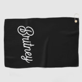 Modernes Schwarz-weißes Personalisiertes Monogramm Golfhandtuch (Horizontal)