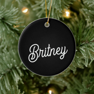 Modernes Schwarz-weißes Personalisiertes Monogramm Keramik Ornament