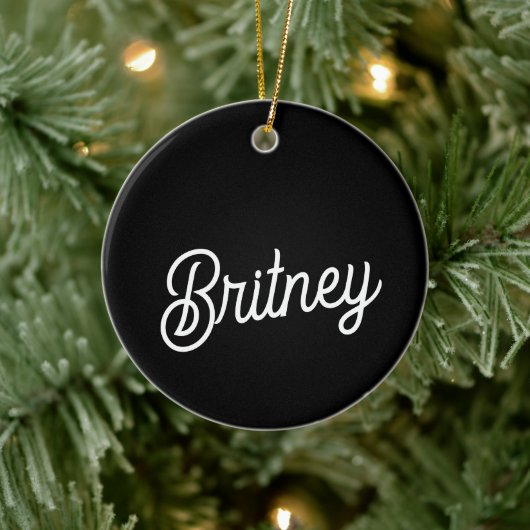 Modernes Schwarz-weißes Personalisiertes Monogramm Keramik Ornament (Baum)