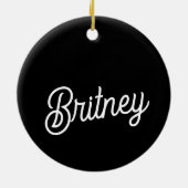 Modernes Schwarz-weißes Personalisiertes Monogramm Keramik Ornament (Hinten)