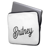 Modernes Schwarz-weißes Personalisiertes Monogramm Laptopschutzhülle (Vorderseite Links)