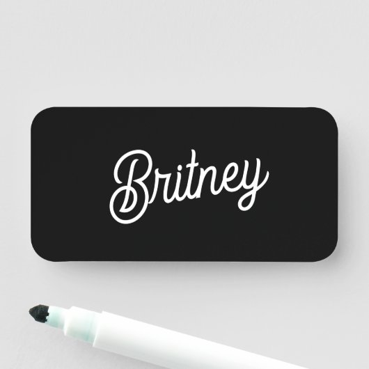 Modernes Schwarz-weißes Personalisiertes Monogramm Namensschild (Beispiel)