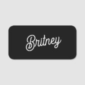 Modernes Schwarz-weißes Personalisiertes Monogramm Namensschild (Vorderseite)