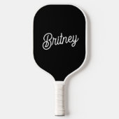 Modernes Schwarz-weißes Personalisiertes Monogramm Pickleball Schläger (Vorderseite)