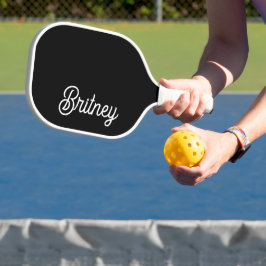 Modernes Schwarz-weißes Personalisiertes Monogramm Pickleball Schläger