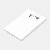 Modernes Schwarz-weißes Personalisiertes Monogramm Post-it Klebezettel (angewinkelt)
