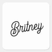 Modernes Schwarz-weißes Personalisiertes Monogramm Quadratischer Aufkleber (Vorderseite)