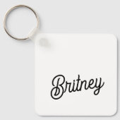 Modernes Schwarz-weißes Personalisiertes Monogramm Schlüsselanhänger (Vorderseite)